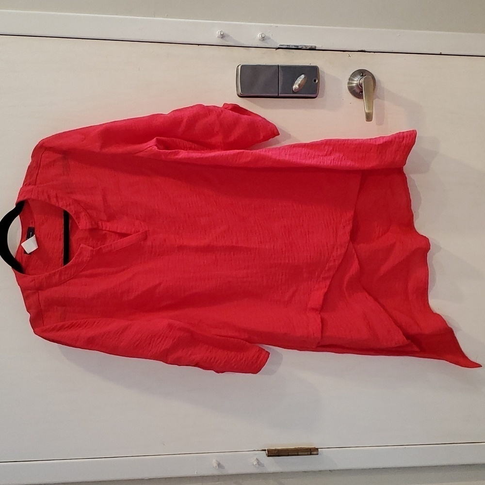 Yushi Red Asymmetrical Textured Tunic M